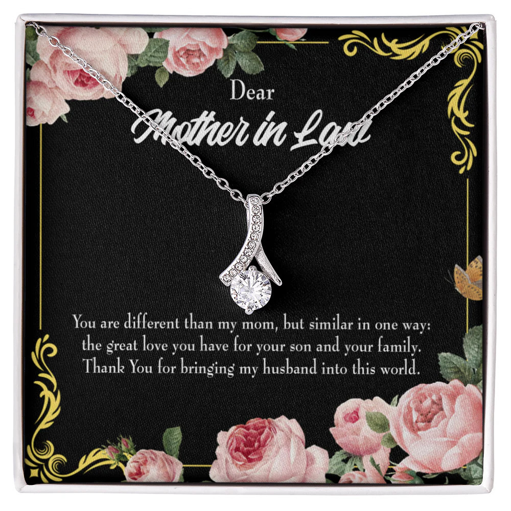 To My Mother-in-Law You're Different Ribbon Necklace Silver Tone Standard Box